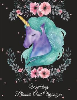 Wedding Planner and Organizer : Beautiful Black Unicorn, Wedding Log, Wedding Planning Notebook Large Print 8. 5 X 11 Guest Book, Wedding Checklist, Perfect Wedding Gift