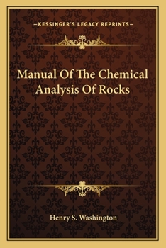 Paperback Manual Of The Chemical Analysis Of Rocks Book