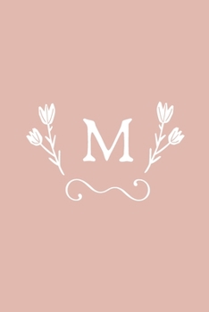 M: Monogram initial medium-lined notebook. Pink and white diary.