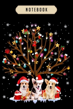 Notebook: Dogs lovers ugly christmas corgi xmas tree gift Notebook|6x9(100 pages)Blank Lined Paperback Journal For Student, corgi pups, corgi butt ... girls, boys, men, corgi birthday gift,