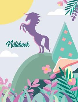 Paperback Notebook: Magical Unicorn on Hill College Ruled Line Paper 8.5x11 Composition Note Book 70 Sheets (140 Pages) Book