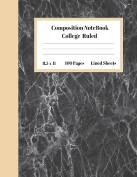 Composition Notebook College Ruled Lined Sheets: Large Pretty Under 10 Dollar Notebook Paper Back to School Black Thunder White Lines Marble Gifts and ... Teens Women students Kids Adults Teachers