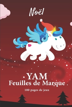 Yam - Feuilles de marque: Bloc de marque pour jeu de d�s Yam 100 pages de jeux 101 pages, 20,32cm x 25,4cm Broch� Fond rouge avec une elle licorne de no�l, fiche de Bunco pour no�l