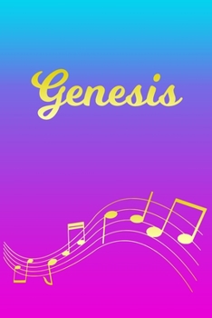 Paperback Genesis: Sheet Music Note Manuscript Notebook Paper - Pink Blue Gold Personalized Letter G Initial Custom First Name Cover - Mu Book