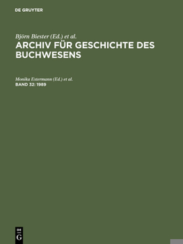 Hardcover Archiv für Geschichte des Buchwesens, Band 32, Archiv für Geschichte des Buchwesens (1989) [German] Book