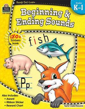 Paperback Ready-Set-Learn: Beginning & Ending Sounds Grd K-1 [With 180+ Stickers] Book