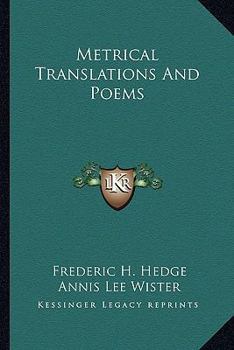 Paperback Metrical Translations and Poems Book