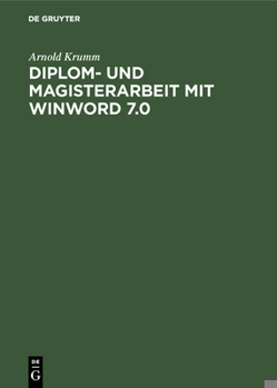 Hardcover Diplom- und Magisterarbeit mit WinWord 7.0 [German] Book