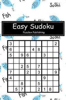 Paperback Easy Sudoku: Sudoku Puzzle Game For Beginers With Fish bones Pattern Background Cover Book