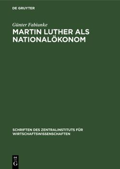 Hardcover Martin Luther ALS Nationalökonom [German] Book
