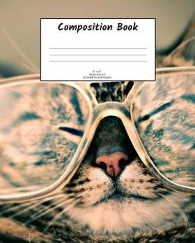 Composition Book: Cat in glasses; wide ruled; 50 sheets/100 pages; 8" x 10"