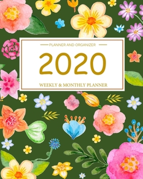 Paperback 2020 Planner Monthly and Weekly Floral Cover Green: Start Jan 1, 2020 to Dec 31, 2020 - Calendar Views Weekly & Monthly Planner Overview - Daily sched Book