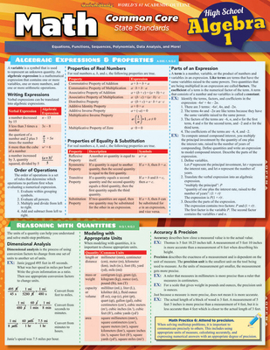 Cards Math Common Core Algebra 1 - 9th Grade Book