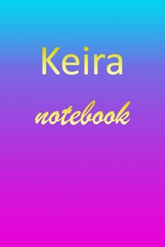 Keira: Blank Notebook | Wide Ruled Lined Paper Notepad | Writing Pad Practice Journal | Custom Personalized First Name Initial K Blue Purple Gold  | ... Homeschool & University Organizer Daybook