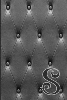 S: Writing Journal Notebook Personalized with Black Monogram Initial Letter on a Dramatic Charcoal Gray Diamond Shape Tufted background. (6"x9" 110 Blank Lined Pages with Space for Date)