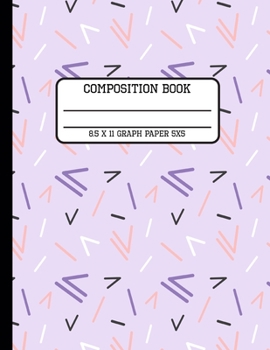 Composition Book Graph Paper 5x5: Trendy 80s Geometric Back to School Quad Writing Notebook for Students and Teachers in 8.5 x 11 Inches