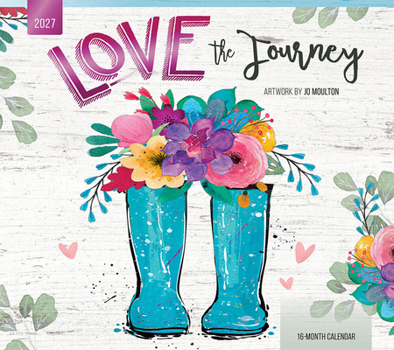 Love the Journey 2027 14 X 24 Inch (Hanging) Monthly Deluxe Wall Calendar Featuring the Artwork of Jo Moulton Linen Envelope Foil Stamped Cover