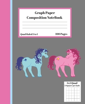 Paperback Graph Composition Notebook 5 Squares per inch 5x5 Quad Ruled 5 to 1 100 Sheets: Cute Funny Male and Female Pony Gift Notepad / Grid Squared Paper Back Book