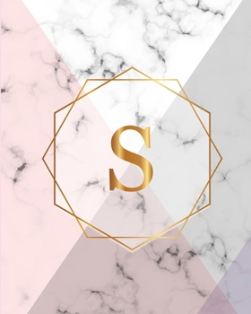 S: Initial Gift Luxury Marble Glossy Pink Purple Faux Gold Print Notebook (Initial Marble Notebooks)