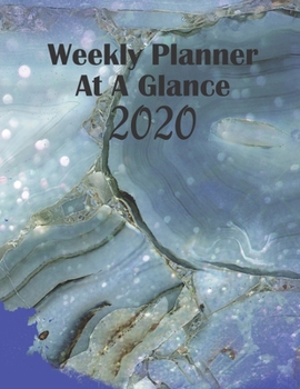 Paperback Weekly Planner At A Glance 2020: Dated Calendar With to Do list, Priority Scheduler, Daily Organizer Blue Marble Pattern Book