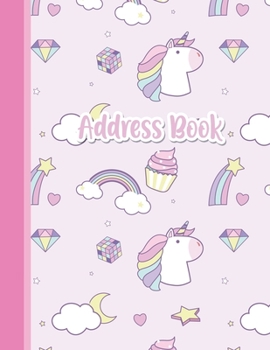 Paperback Address Book: Cute Unicorns Girls Address Book 8.5 x 11inch Large Alphabetical Contacts Phone Book Organizer Book