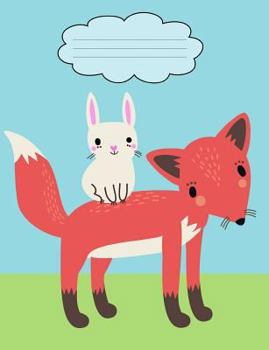 Paperback Bunny Riding Fox Composition Notebook: Wide Ruled (7.44 x 9.69) Cute Forest Animals with Cloud Book