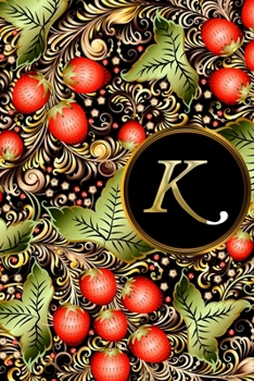 K: Initial Monogram Lined Letter Notebook, Journal & Diary for Writing & Note Taking for Girls and Women - Gold and Floral