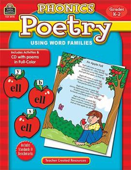 Paperback Phonics Poetry, Grades K-2: Using Word Families [With CDROM] Book