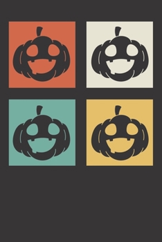 Paperback Notebook: Halloween Retro Pumpkin Funny Gift Dot Grid 6x9 120 Pages Book