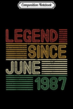 Paperback Composition Notebook: Legend Since June 1987 32th Birthday 32 Years Old Gift Journal/Notebook Blank Lined Ruled 6x9 100 Pages Book