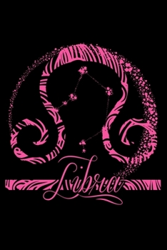 Journal: Pink Libra Zodiac Sign September October Birthday Gift Black Lined Notebook Writing Diary - 120 Pages 6 x 9