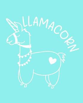 Llamacorn: 108 Page College Ruled Notebook 8x10 : Light Aqua Blue Cover