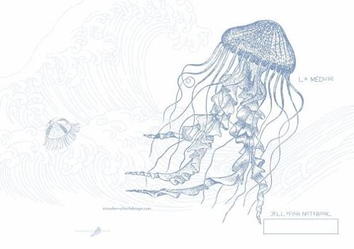 Paperback Blue and White Jellyfish La Méduse Notebook (College Ruled): Nautical Beach Journal, 7 x 10 in (B5 17.78 x 25.4 cm) Composition Book with wraparound design Book