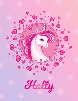 Holly: Unicorn Large Blank Primary Sketchbook Paper | Pink Purple Magical Horse Personalized Letter H Initial Custom First Name Cover | Drawing Sketch ... | Art Sketch Book| Create & Learn to Draw