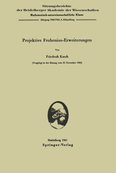 Paperback Projektive Frobenius-Erweiterungen [German] Book