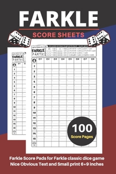 Farkle Score Sheets: V.6 Elegant design Farkle Score Pads 100 pages for Farkle Classic Dice Game Nice Obvious Text Small size 6*9 inch (Gift)