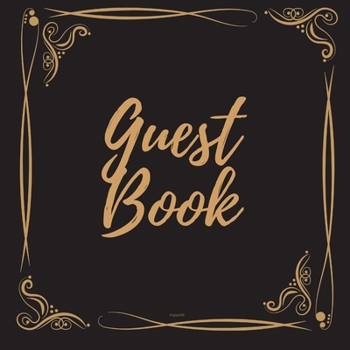 Guest Book - Gold Frame #4 For any occasion Light Green Color Pages 8.5 x 8.5 Inches 82 pages