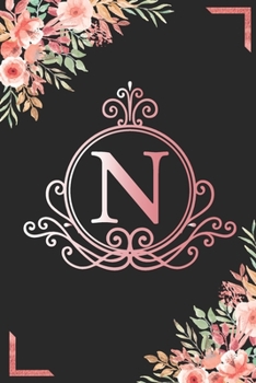 N: Watercolor Flower & Marbel - Motivational and Inspirational Trendy Monogram Initial Letter Women & Girls Coworker Office Funny Notebook Wide Ruled ... Idea in Holidays Birthday Or Anniversary 2020