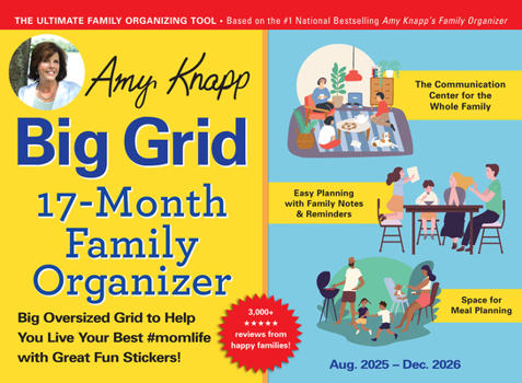 Calendar 2026 Amy Knapp's Big Grid Family Organizer Wall Calendar: August 2025 - December 2026 Book