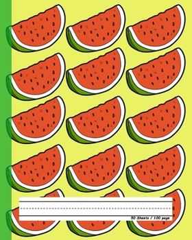 Watermelon - Primary Story Journal: Dotted Mid line and Picture Space | Grades K-2 School Exercise Book | 50 Story Pages (Kids Composition Notebooks)