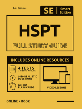 Paperback HSPT Full Study Guide: Complete Subject Review with Online Video Lessons, 4 Full Practice Tests, 1,450 Realistic Questions Both in the Book a Book
