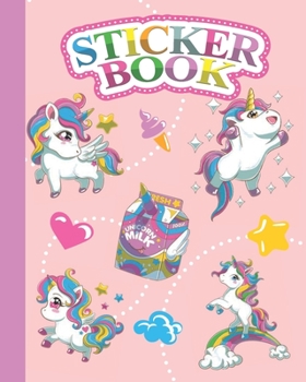 Paperback Sticker Book: Permanent Blank Sticker Collection Book for Girls with Cute Kawaii Unicorns, Album with White 8x10 Inch Pages for Coll Book