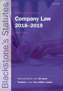 Paperback Blackstone's Statutes on Company Law 2018-2019 Book