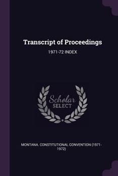 Paperback Transcript of Proceedings: 1971-72 Index Book