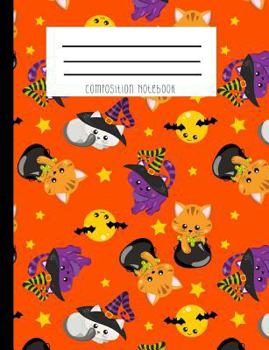 Paperback Composition Notebook: Kitty Witch Hat and Kitty Cauldron Kawaii Face Halloween Notebook Book