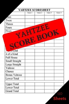 Paperback Yahtzee Scorebook: Game Yahtzee, Yahtzee record Score Keeper Book, Yahtzee Scores Sheets, gift for yahtzee players, Size = 8.5 inches x 1 Book