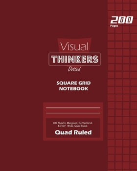 Visual Thinkers Square Grid, Quad Ruled, Composition Notebook, 100 Sheets, Large Size 8 x 10 Inch Red Cover