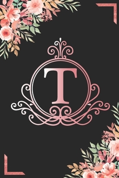 T: Watercolor Flower & Marbel - Motivational and Inspirational Trendy Monogram Initial Letter Women & Girls Coworker Office Funny Notebook Wide Ruled ... Idea in Holidays Birthday Or Anniversary 2020
