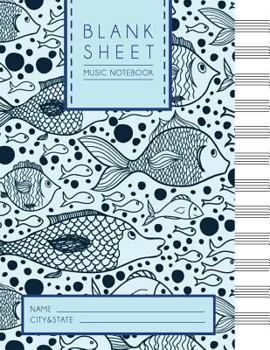Blank Sheet Music Notebook: 12 Staves (100 Blank Pgs): Perfect Binding (Marine Design)
