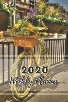 Paperback Weekly Planner: 52 week planner and month at a glance, Yellow Bicycle with Basket of Yellow Flowers Book